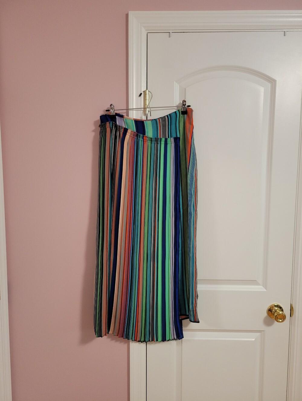 Like New Diane von Furstenberg Striped Asymmetrical Crepe de Chine Midi Skirt- 8